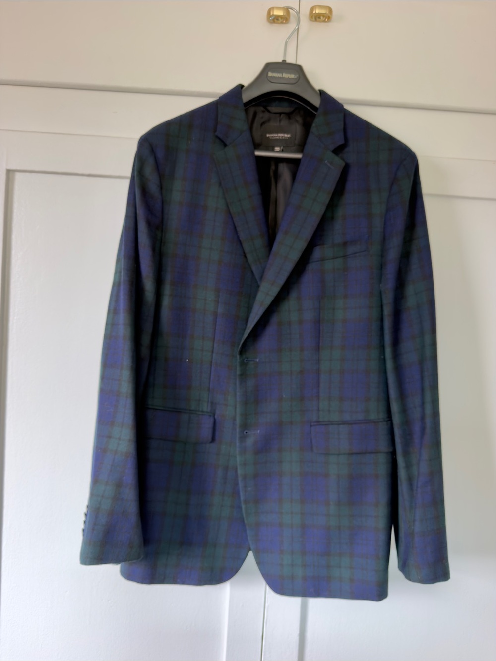 Banana Republic Navy and Green Plaid Sport Coat